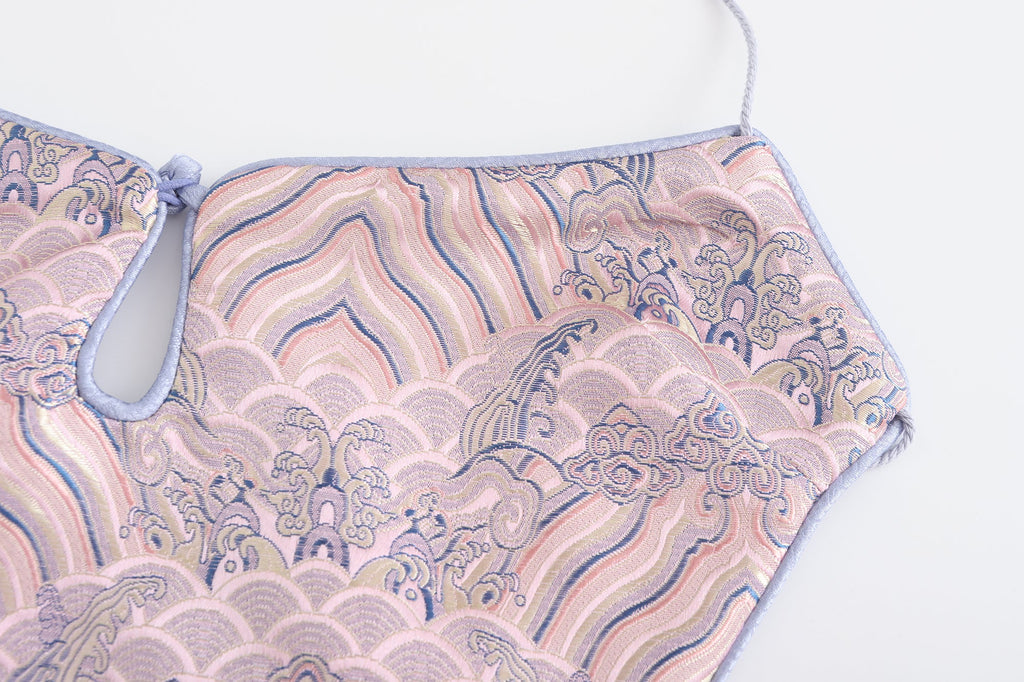 Dong Cropped Reversible Apron Top Periwinkle/Pink
