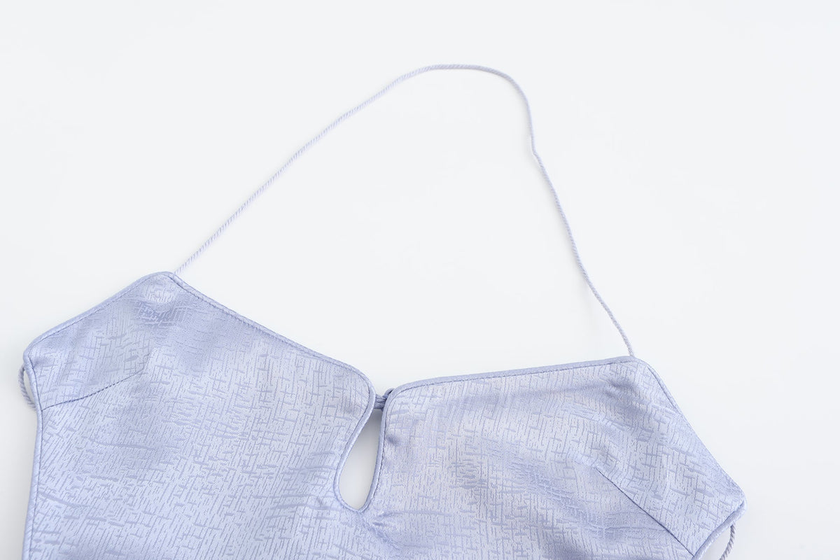 Dong Cropped Reversible Apron Top Periwinkle/Pink