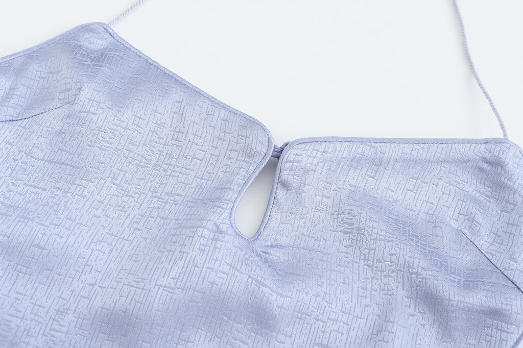 Dong Cropped Reversible Apron Top Periwinkle/Pink
