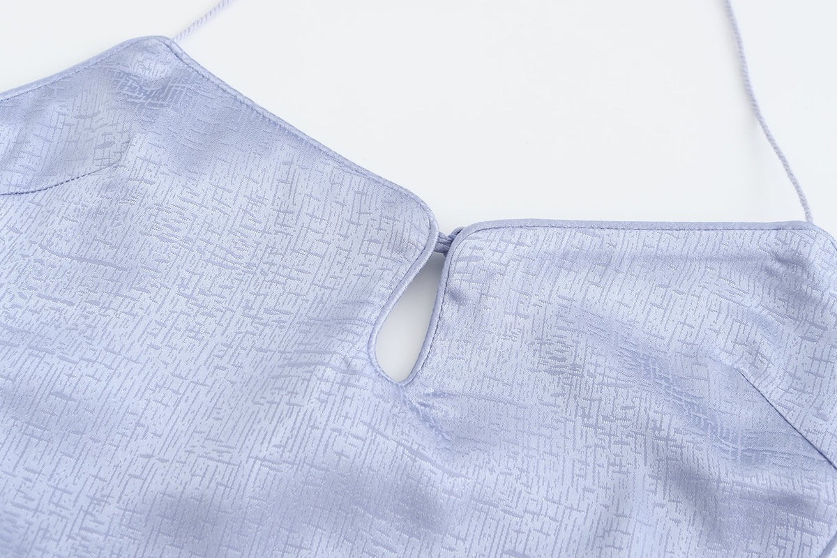 Dong Cropped Reversible Apron Top Periwinkle/Pink