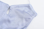 Dong Cropped Reversible Apron Top Periwinkle/Pink