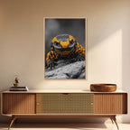 Lizard Close Up, Yellow and Black, Reptile Macro, Framed Canvas Print, Nature Photography, Animal Art, Man Cave Wall Art, Wildlife Decor