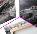 Stormy Lighthouse, Red Roof, Dramatic Coastline, Canvas Print, Coastal Wall Decor, Nautical Art, Living Room Wall Art, Rustic Home Art