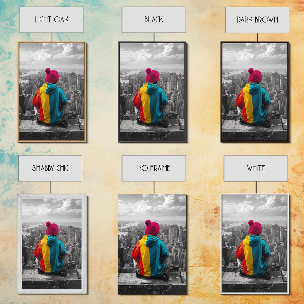 Urban View, Colorful Hoodie, NYC Vibes, Canvas Print, Cityscape Wall Art, Street Style Decor, Modern Apartment Statement Art