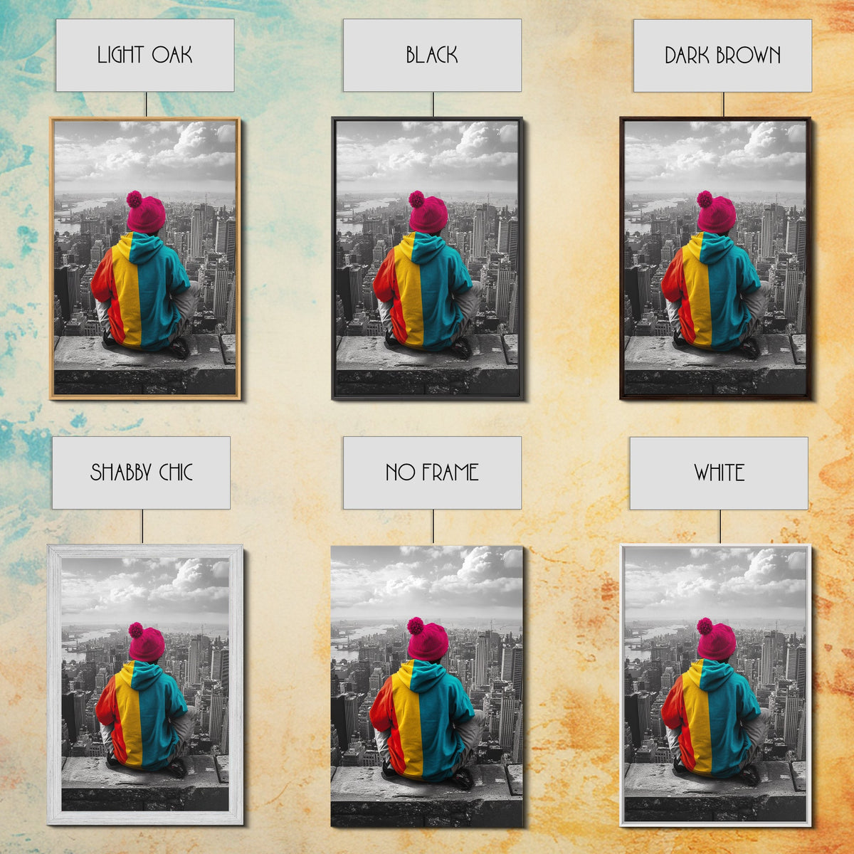 Urban View, Colorful Hoodie, NYC Vibes, Canvas Print, Cityscape Wall Art, Street Style Decor, Modern Apartment Statement Art