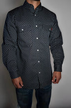FR Pearl Snap Work Shirt - Reaper Black - With U.S Flag