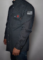 FR Pearl Snap Work Shirt - Reaper Black - With U.S Flag