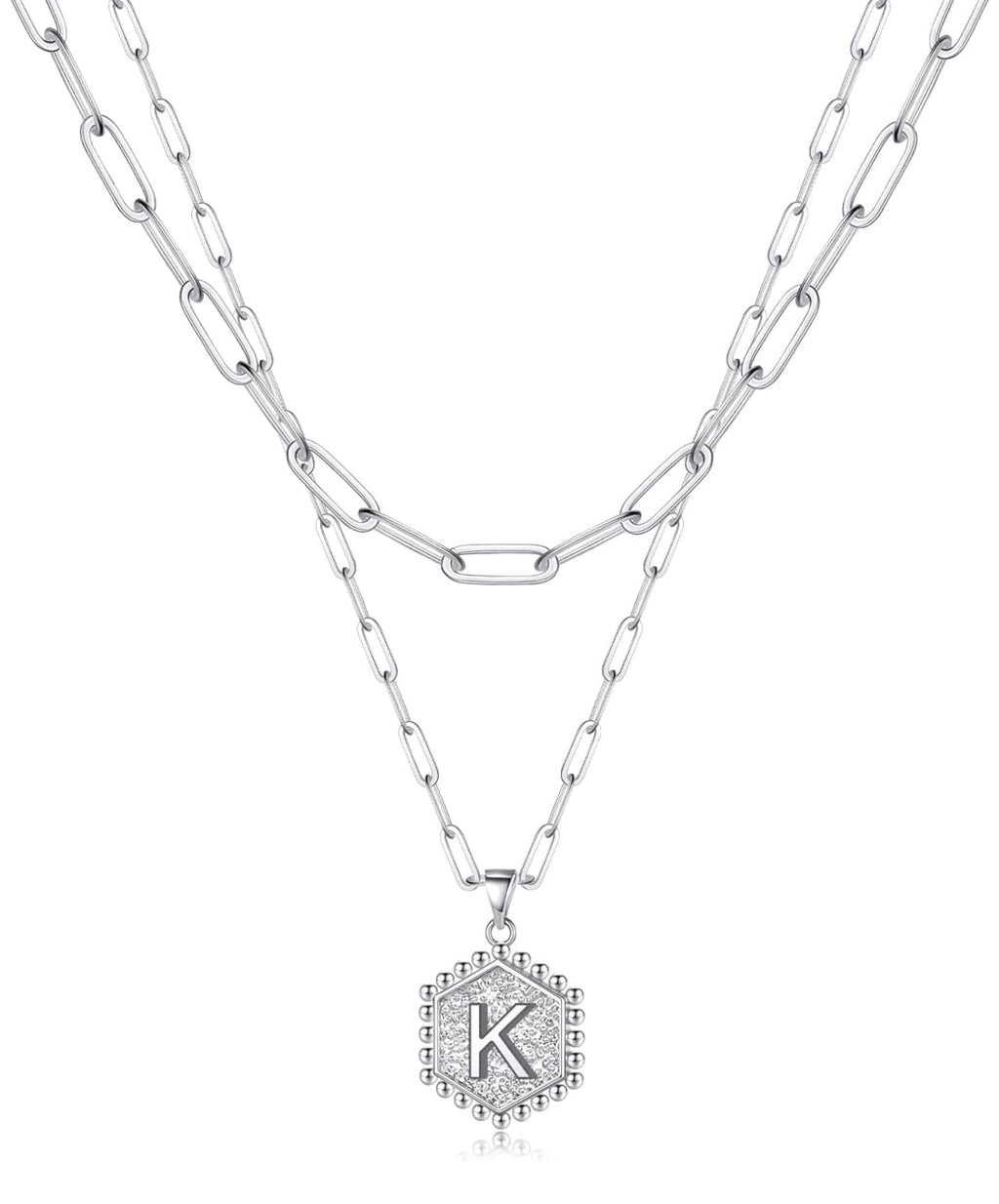 Beautiful Silver Layered Initial Necklaces (A-Z)
