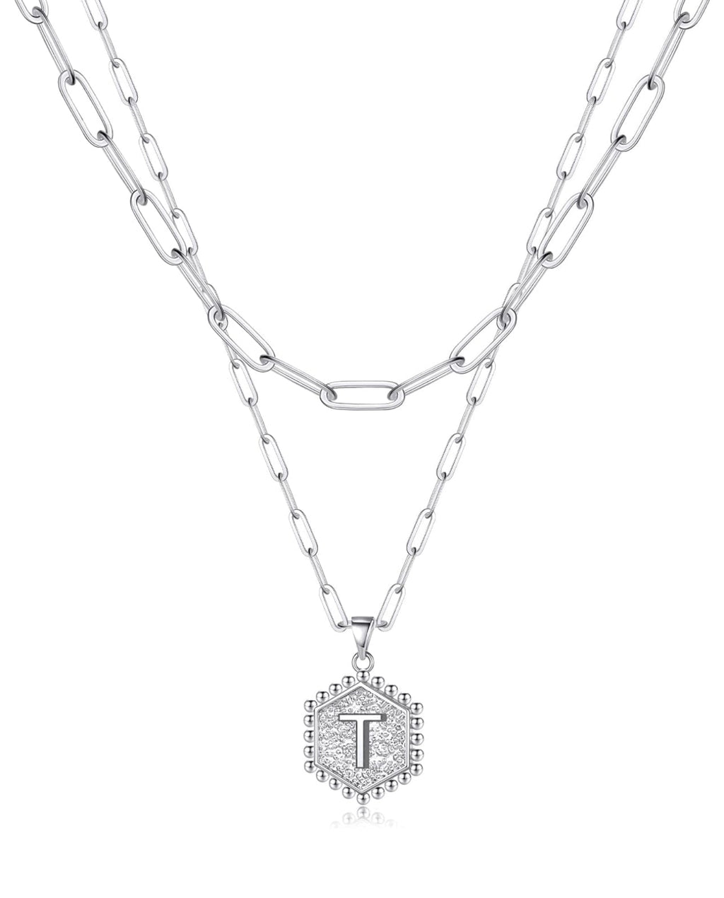 Beautiful Silver Layered Initial Necklaces (A-Z)