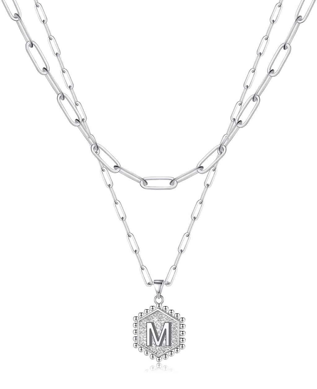 Beautiful Silver Layered Initial Necklaces (A-Z)