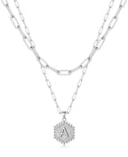 Beautiful Silver Layered Initial Necklaces (A-Z)
