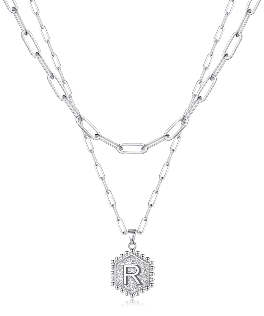 Beautiful Silver Layered Initial Necklaces (A-Z)
