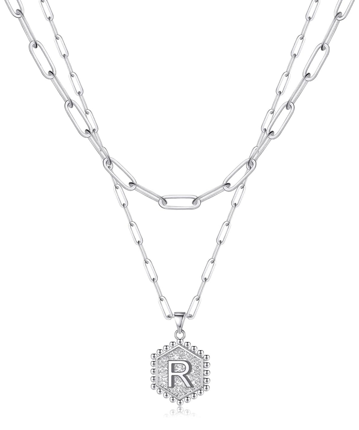 Beautiful Silver Layered Initial Necklaces (A-Z)