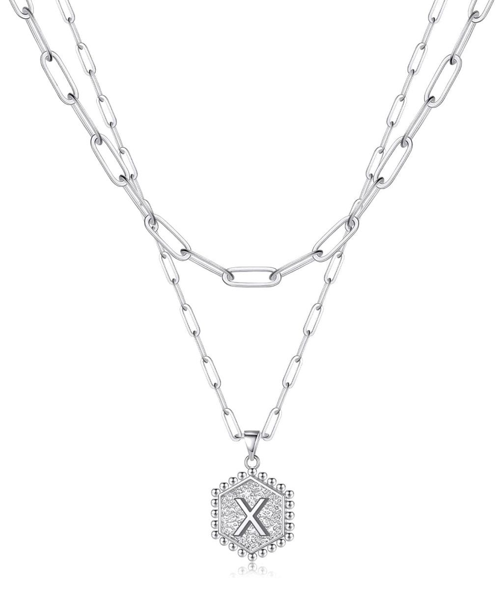 Beautiful Silver Layered Initial Necklaces (A-Z)