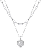 Beautiful Silver Layered Initial Necklaces (A-Z)