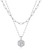 Beautiful Silver Layered Initial Necklaces (A-Z)