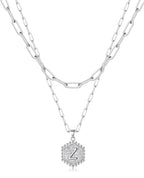 Beautiful Silver Layered Initial Necklaces (A-Z)