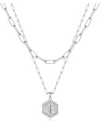 Beautiful Silver Layered Initial Necklaces (A-Z)