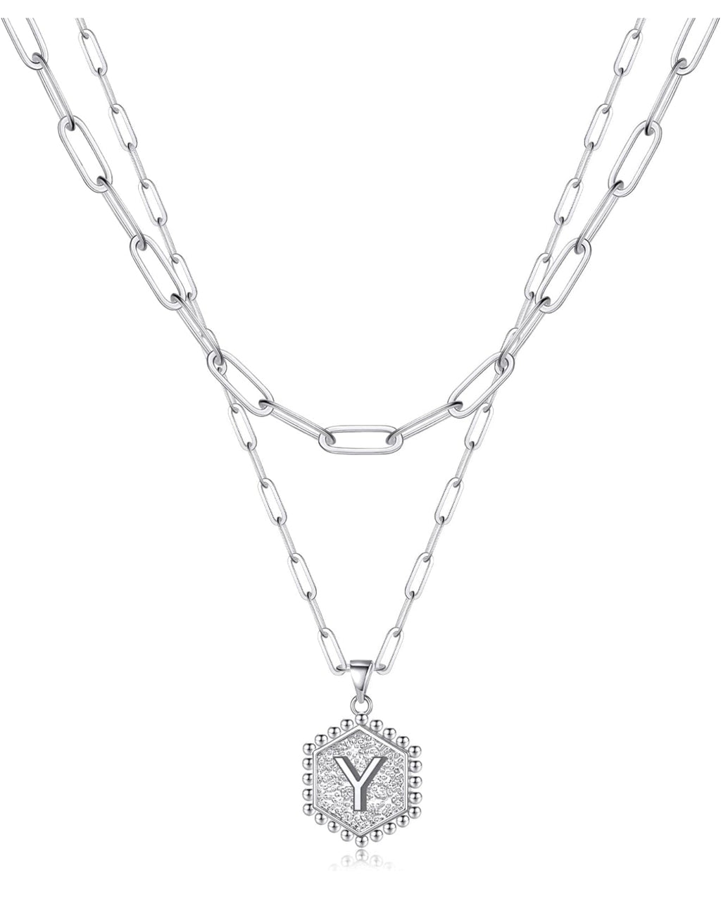 Beautiful Silver Layered Initial Necklaces (A-Z)