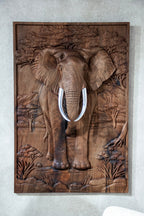 Majestic African Elephant 3D Relief Wood Wall Art