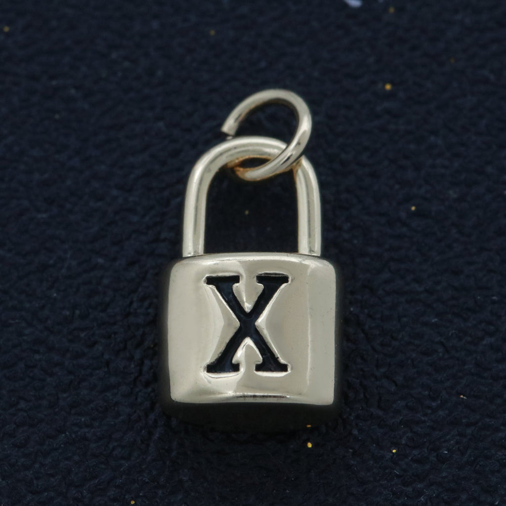 14K Gold Filled Padlock Letter Initial Lock Personalized Charm Pendant | A-822-A-834