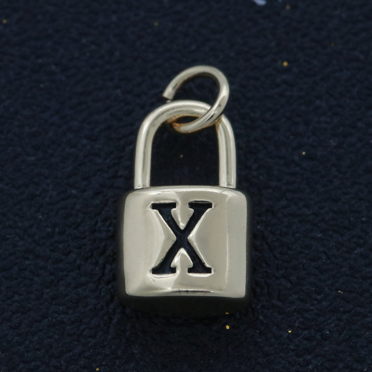 14K Gold Filled Padlock Letter Initial Lock Personalized Charm Pendant | A-822-A-834