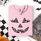 Jack-O-Lantern Coquette Faux Lace Halloween Motif Delicate Detail Print Comfort Colors Tee