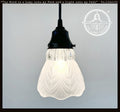 Frosted Leaf and Clear Ribbed Glass Pendant