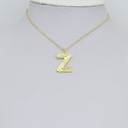 Gold Silver Alphabet Initial Charm Pendant, Sku#LX944