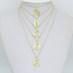 Gold Silver Alphabet Initial Charm Pendant, Sku#LX944