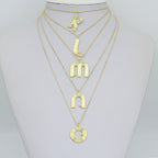 Gold Silver Alphabet Initial Charm Pendant, Sku#LX944