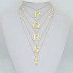 Gold Silver Alphabet Initial Charm Pendant, Sku#LX944