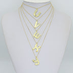 Gold Silver Alphabet Initial Charm Pendant, Sku#LX944
