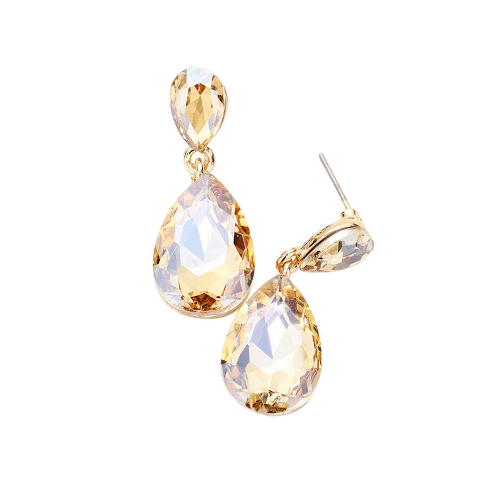 Women's Glass Crystal Teardrop Dangle Earrings