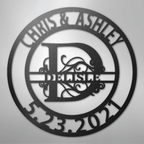 Elaborate Split Letter Family Name - Steel Sign