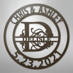 Elaborate Split Letter Family Name - Steel Sign