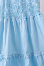 Blue smocked ruffle tiered dress