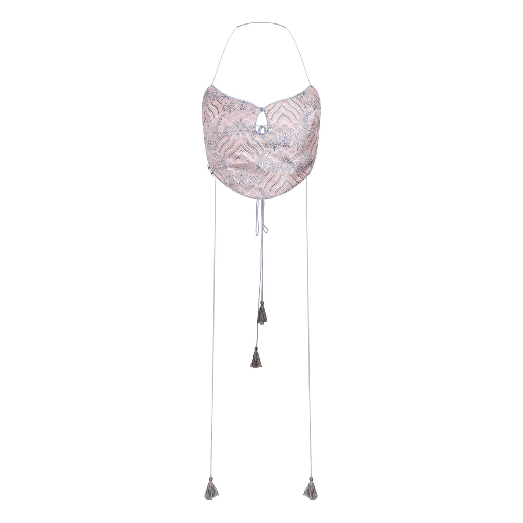 Dong Cropped Reversible Apron Top Periwinkle/Pink