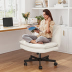27" Wide Criss Cross Office Chair with Wheels – Adjustable Swivel Armless Vanity Desk Chair with Back Support