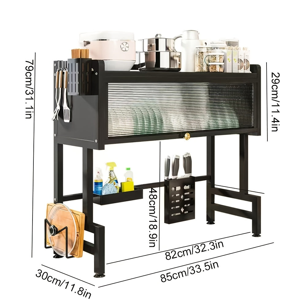 Over Sink Dish Drying Rack 1 Tier Kitchen Organizer Dustproof Storage Shelf