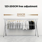 Extendable 48.4"-78.7" Folding Laundry Rack Indoor Outdoor Clothes Dryer