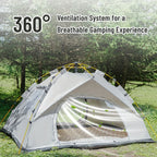 3-4 Person Instant Pop Up Camping Tent Waterproof Quick Setup Outdoor Portable