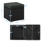 Costoffs 2PCS Rattan Storage Ottomans with Cushions – Outdoor Wicker Footstools & Side Tables for Patio, Garden & Balcony