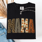 Mama Halloween Pattern Leopard Print Checkered Pumpkin Seasonal Comfort Colors Tee