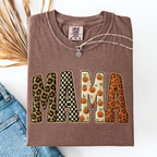 Mama Halloween Pattern Leopard Print Checkered Pumpkin Seasonal Comfort Colors Tee