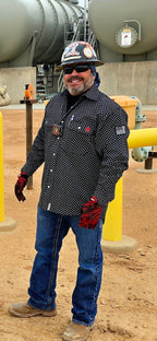 FR Pearl Snap Work Shirt - Reaper Black - With U.S Flag