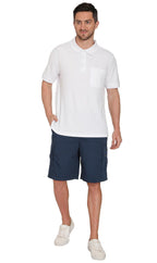 Men's Elastic Waist Cargo Shorts with Multi-Pocket Design