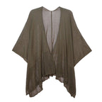 Solid Knitted Mesh Trimmed Ruana