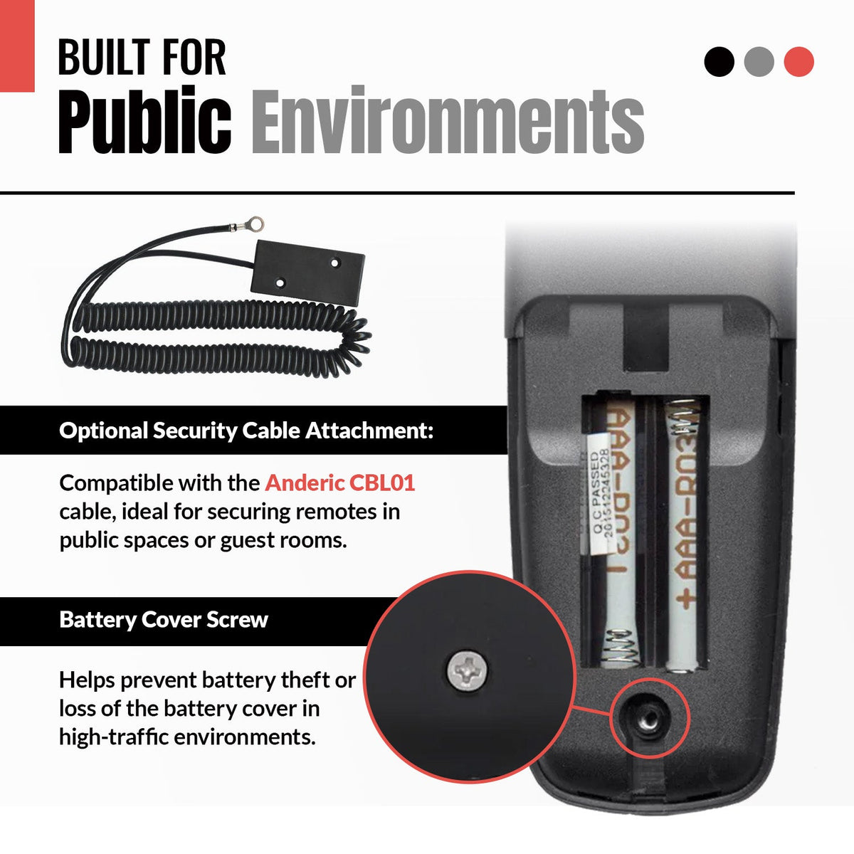 Anderic RRH100 2-Device Universal Remote Control for Hospitality TVs and Cable/Satellite/STB Boxes with Learning