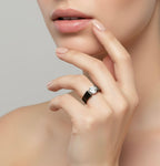 RG093MB B.Tiff 2 ct Moissanite Round Black Solitaire Engagement Ring